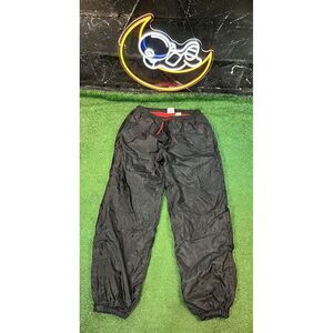 Vintage Marlboro Adventure Team Nylon Parachute Black Swooshie Pants Sz LG